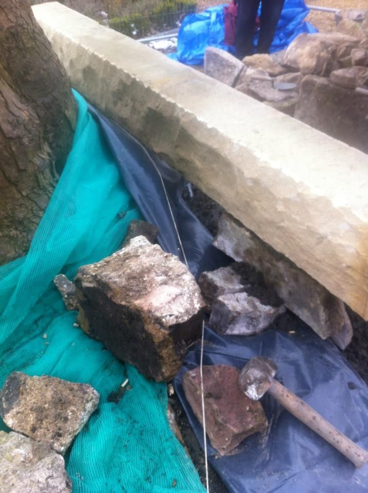 Natural stone wall construction by IMC Stonemasons Limited, Edinburgh.